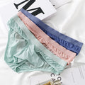 Ice silk low waist men's briefs underwear by CJ, showcasing smooth, sexy fit and comfortable design in a close-up view.