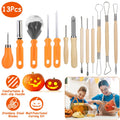 Professional Pumpkin Carving Kit - 13-Piece Stainless Steel Tool Set with Sculpting Tools for Halloween Decorations