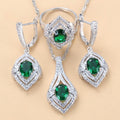 3-Piece Gemstone Jewelry Set for Women - Inlaid Pendant Necklace, Earrings & Ring