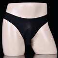 Men's breathable Ice Silk underwear briefs by CJ, featuring ultra-thin, open gun egg design with silky, sexy, and comfortable fit.