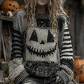 Soft Loose Fit Sweater - Women's Printed Round Neck Top