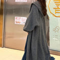 Korean Style Idle Style Hooded Long Below The Knee Knitted Cardigan For Women