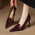 Women’s Pointed-Toe Leather Pumps – Authentic Stiletto High Heels Elegant Shoes