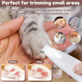 CJ waterproof pet grooming trimmer with LED light and wide blade, suitable for trimming paws and fur.