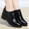 Women’s Wedge Heel Leather Shoes – Minimalist & Versatile Comfortable Design