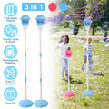CJ 2-pack 3-in-1 rechargeable bubble machines with lights, music, and adjustable height for indoor or outdoor parties and weddings.