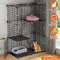 Multi-Level Cat Playpen & Climbing Tree - 3-Tier Indoor Cage with Ladders for Kitten Exercise - whimsywagon