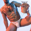 Men's triangle underpants by CJ featuring lace, lightweight breathable fabric, and buckle design for comfort and style.