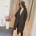 Fleece-lined Padded Coat Mid-length Plaid Wool Coat