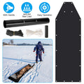 Heavy-duty cj Deer Drag Sled with ropes, designed for hunting, ice fishing, and log hauling, featuring durable construction and ample space.