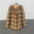 Coat Womens Faux Raccoon Patchwork Synthetic Fur Overcoat