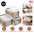 Stackable Plastic Storage Bins with Lids, 3-Pack - Collapsible Organizers with Handles & Dividers - whimsywagon