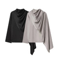 European And American-style Shawl-design Satin Top - whimsywagon