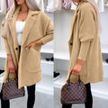Lapel Button Pocket Women's Plush Coat