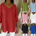 Street-style Solid-color V-neck Loose-fitting Top - whimsywagon
