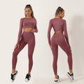 Seamless Yoga Set for Women - Knitted Dot Print 2-Piece Outfit