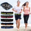 Slim black sports waist bag with double zip pockets from cj, designed for running and holding phones securely.