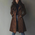 Luxury Suede Trench Coat | Sophisticated Long Jacket for Women