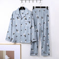 Classic Men's Pajama Set - Long Sleeve Cotton for Spring & Fall Evenings