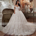 Mori Girl Wedding Dress | Simple Off-the-Shoulder Gown with Train