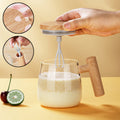 CJ 400ML self-stirring coffee mug with electric mixing, rechargeable battery, and built-in spoon for convenient coffee mixing.