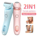 cj 2-in-1 women's epilator and trimmer with USB rechargeability, shown with sleek design for full body hair removal.