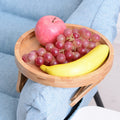 CJ Potable sofa tray table with wood armrest clip, practical for snacks, drinks, remote control, and coffee on home furniture.