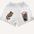 Printed Summer Loose Drawstring Fringed Fabric Shorts - whimsywagon
