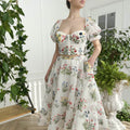 Embroidered Backless Set - Fitted Waist Skirt Two-Piece