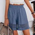 Casual women's lace shorts by cj in solid color, featuring a comfortable fit and stylish all-matching design.
