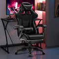 Comfortable CJ gaming chair with reclining and lift features, designed for home office and gaming setups.