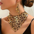 Oumei Liang Sequin Scarf & Jewelry Set - Silk Scarf, Collar Necklace, and Eardrops