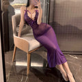 Sexy lace mesh lingerie dress by CJ featuring transparent, enchanting design with intricate lace details and a revealing fit.