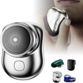 Mini electric face shaver for men, USB rechargeable, cordless, wet and dry electric face shaver for grooming and facial hair removal.