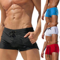 Men's polyester high waist tight lace-up swimming trunks by cj, featuring a sleek design and secure fit for swimming activities.