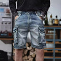 Blue Denim Shorts Men's American High Street - whimsywagon
