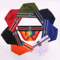 Men's ultra-wide waist high-cut rainbow sports underwear by CJ, high-elastic fabric and vibrant rainbow design