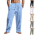 Men’s breathable summer beach pants by cj, loose fit casual trousers in lightweight fabric, displayed on a hanger.