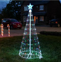 Colorful LED animated outdoor Christmas tree lights by CJ, featuring vibrant multicolor bulbs perfect for garden and yard holiday decor.