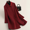 New Chinese-style Red Oversized Double-faced Wool Coat