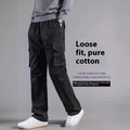 100% Cotton Plus Size Cargo Pants for Men - Comfort Fit & Multi-Pocket