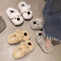 Scrawl Puppy Autumn Warm Home Slippers – Cozy Closed-Toe Indoor Cotton Slippers