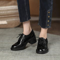 Women’s British Style Chunky Heel Oxford Shoes – Carved Lace-Up Round Toe Autumn Fashion Shoes