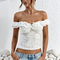 Backless Ruffled Wrap-style Cropped Top - whimsywagon