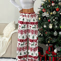 Festive Flannel Pants - Christmas Plaid Print, Loose Straight Leg for Women