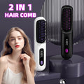 USB Cordless Straightening Brush | 2-in-1 Hot Comb for Straight & Curly Styles