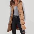 Longline Hooded Vest for Women - Casual Cotton Polyester Blend