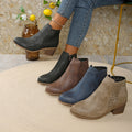 Hollow-Out Pointed Toe Women's Boots – Low-Cut Square Heel Fashion Ankle Boots