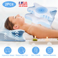 Cj ergonomic memory foam contour pillows for neck pain relief, designed for side, back, and stomach sleepers with orthopedic support.