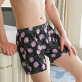 Men's Aro Pants Ice Silk large size underwear with printed design, loose fit, made by CJ, showcasing lightweight, breathable fabric.